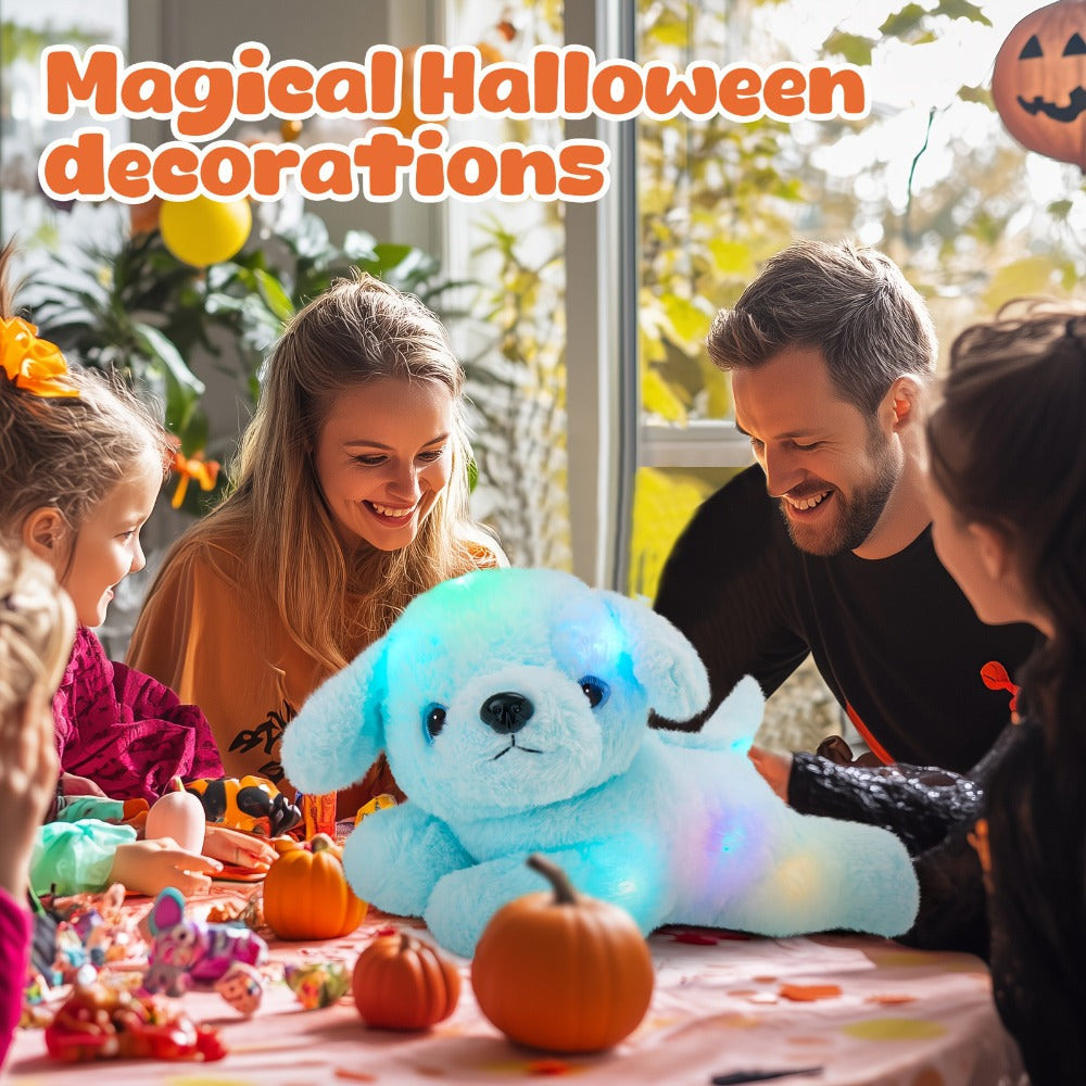 Plush Toy Blue Puppy with Light-Up Body and Music for Colorful Interactive Room Display and Gifting