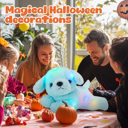 Plush Toy Blue Puppy with Light-Up Body and Music for Colorful Interactive Room Display and Gifting