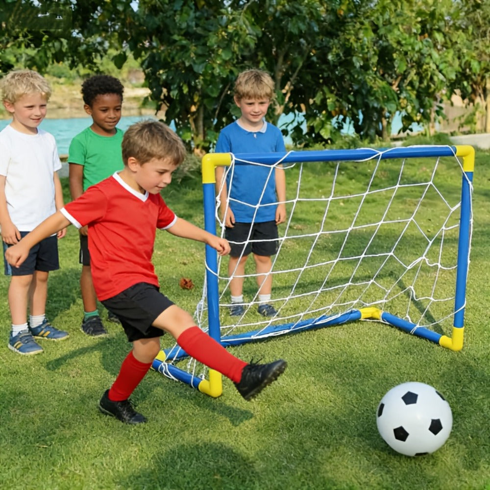 Kids Youth Football Goal Set, 2pcs Portable Easy-Assemble Soccer Goals for Indoor & Outdoor Play