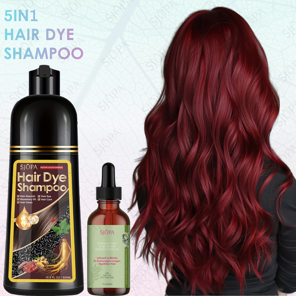 Hair Dye Coloring Shampoo 5-in-1 Upgraded with Hibiscus Oil, Squalane & Glycerin – Quick Color & Nourishing, Gentle Skin-Safe Formula