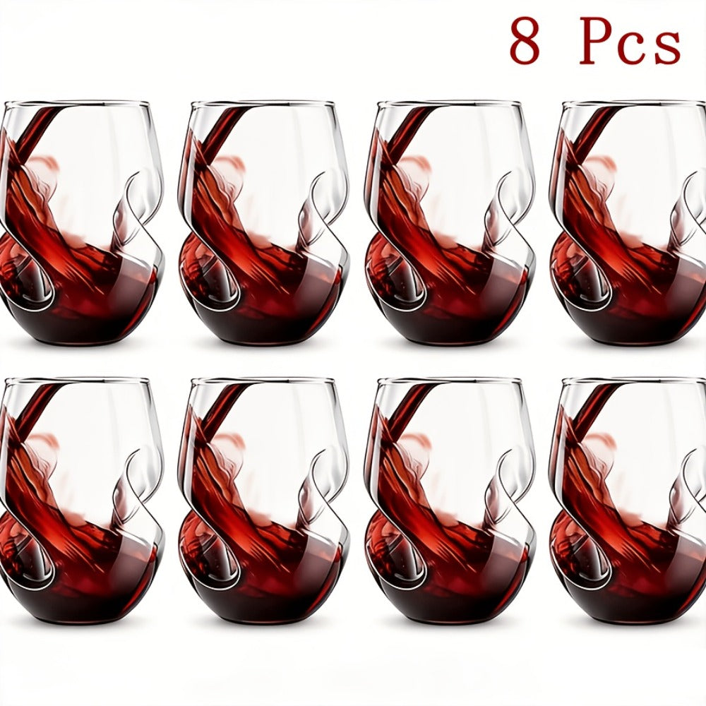 Geometric Twisted Cocktail Glasses 4 or 8 Pack – 400ml Wide Mouth BPA-Free Borosilicate Glass – Festive Drinkware for Whiskey, Beer & Tea