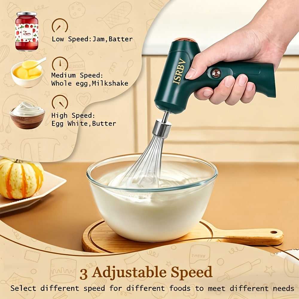 Cordless Electric Hand Mixer Mini USB Rechargeable Whisk Beater 1500RPM for Whipping Cream for Home Cooking, Dining and Outdoor Meals