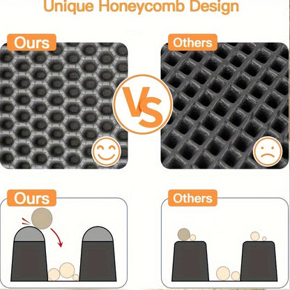 Cat Litter Mat Honeycomb Double Layer – Waterproof Urine-Proof Washable Litter Trapping Mat, Reduces Scatter & Easy to Clean