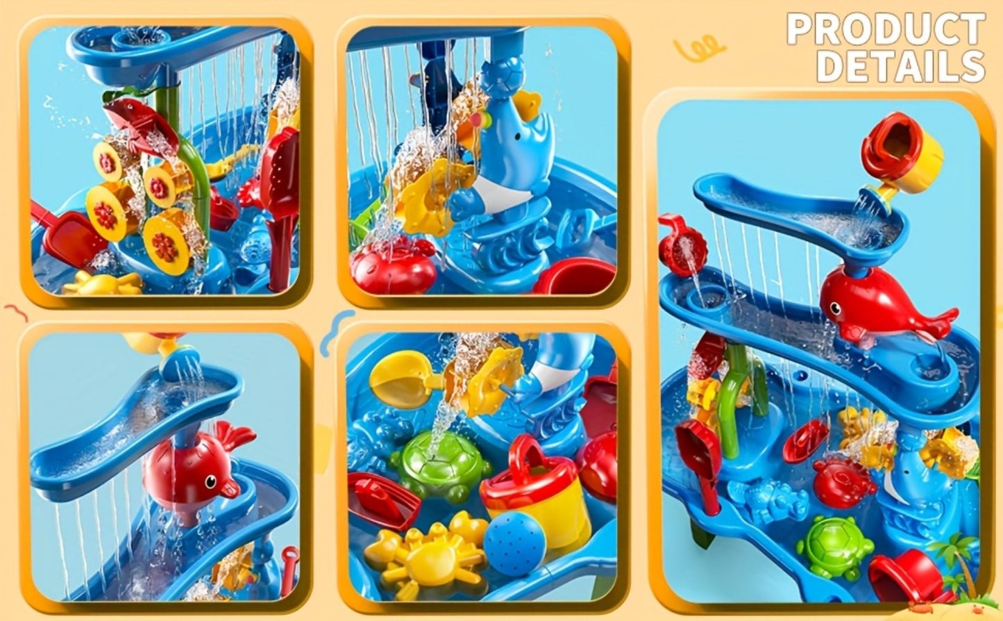 Sand and Water Table for Toddlers 3-Tier, Outdoor Sensory Play Set with Shovel Scoop & Strainer