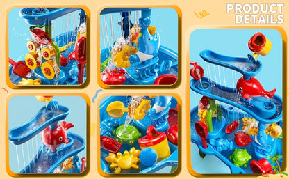 Sand and Water Table for Toddlers 3-Tier, Outdoor Sensory Play Set with Shovel Scoop & Strainer