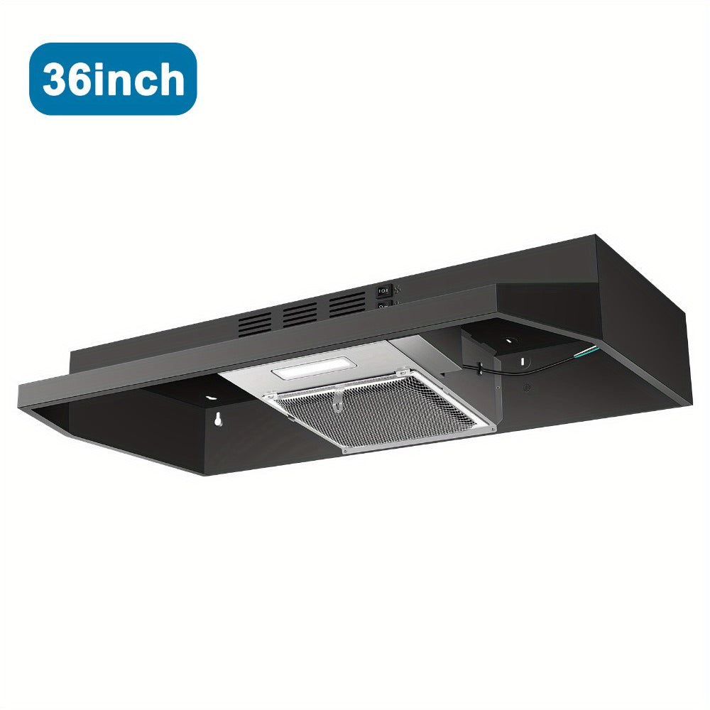 Range Hood 36 Inch Under Cabinet Ducted Ductless Convertible Stainless Steel 350CFM 2-Speed for Home Cooking, Dining and Outdoor Meals