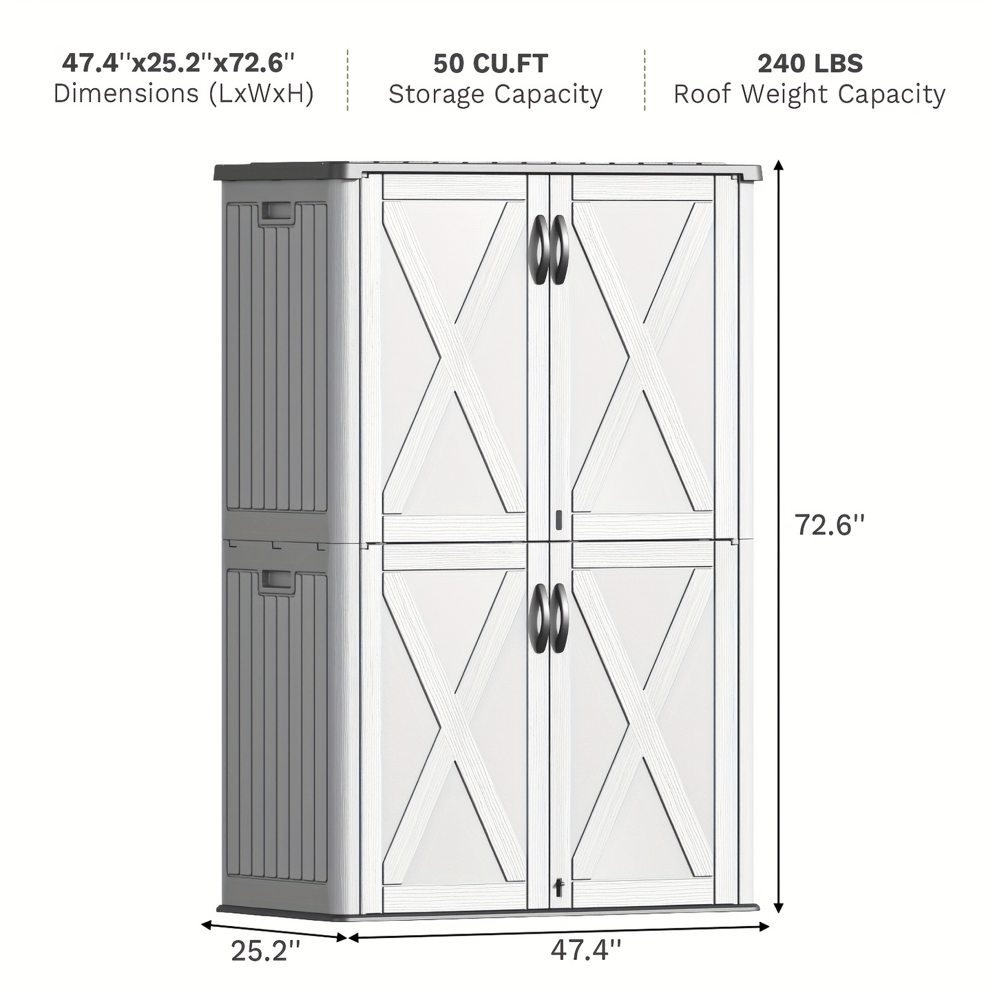 Resin Deck Box Lockable Outdoor Storage, for Garden, Patio and Yard Use, with the Listed Configuration