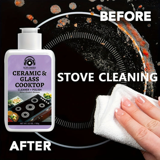 Ceramic Stovetop Cleaner Cream, Glass Stove Top Cleaning Paste, Removes Burnt-On Grease & Stains