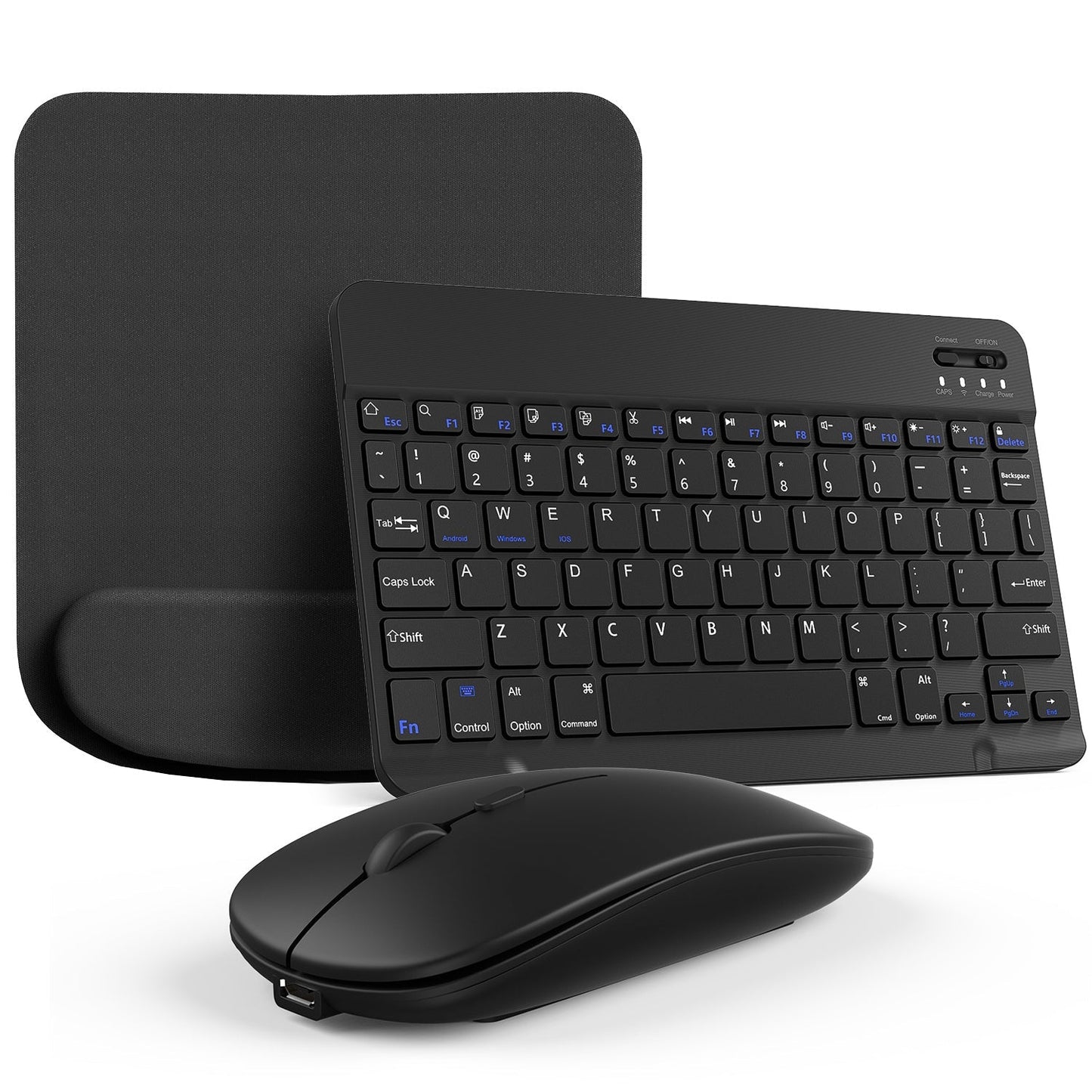 Wireless Keyboard and Mouse Combo with Mouse Pad, Silent 2.4G USB Full Size Keyboard Mouse Set for PC Laptop Mac Desktop