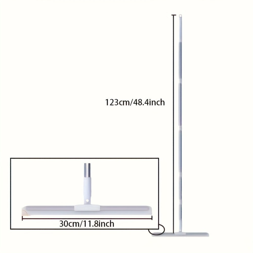 Silicone Squeegee Broom with Detachable Rotatable Head Long Stainless Steel Handle Floor for Entryways, Bedrooms and Living Spaces