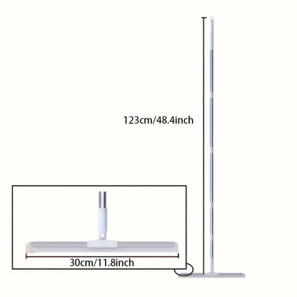 Silicone Squeegee Broom with Detachable Rotatable Head Long Stainless Steel Handle Floor for Entryways, Bedrooms and Living Spaces