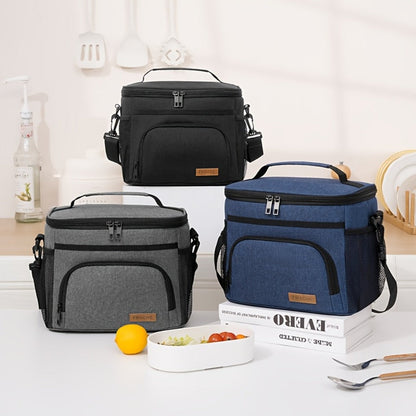 Insulated Lunch Bag with Adjustable Shoulder Strap – Leakproof Reusable Cooler Bag for Men Women Portable Fresh Keeper | Black Grey Blue |