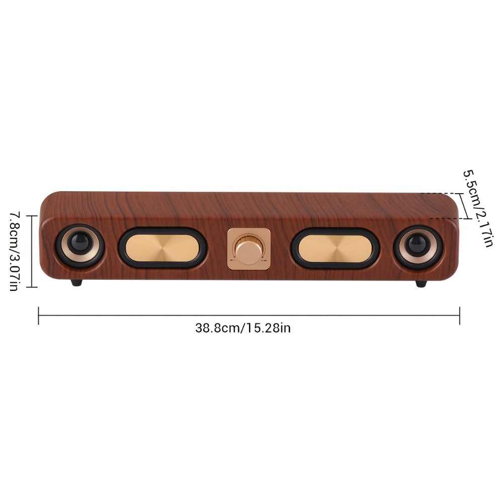 Retro Wood Grain Bluetooth Speaker Dual 2-Inch Woofers 10W Wireless Desktop Soundbar TF AUX for an Everyday Personal Care Routine