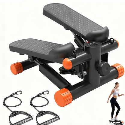 Mini Exercise Stepper Machine with Resistance Bands – Portable Twist Stair Stepper, 300lb Capacity, Full Body Trainer for Legs