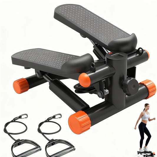 Mini Exercise Stepper Machine with Resistance Bands – Portable Twist Stair Stepper, 300lb Capacity, Full Body Trainer for Legs