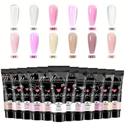 Poly Gel Nail Extension Kit 12pcs 3D Modeling Sculpting Gel – Semi-Permanent Resin Strengthener, Transparent Color Gel