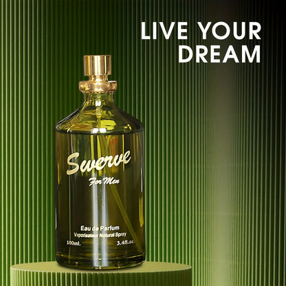 Men's Perfume Swerve Eau de Parfum 3.4 oz with Woody Sensual Aromatic Fragrance Profile Spray