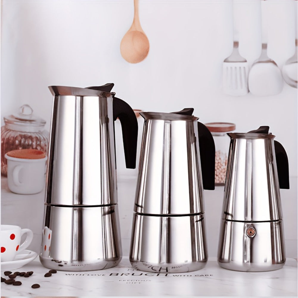 Stainless Steel Moka Pot Italian Espresso Maker – 2/4/6/9 Cup Stovetop Coffee Maker, Straight Style Moka Express for Home