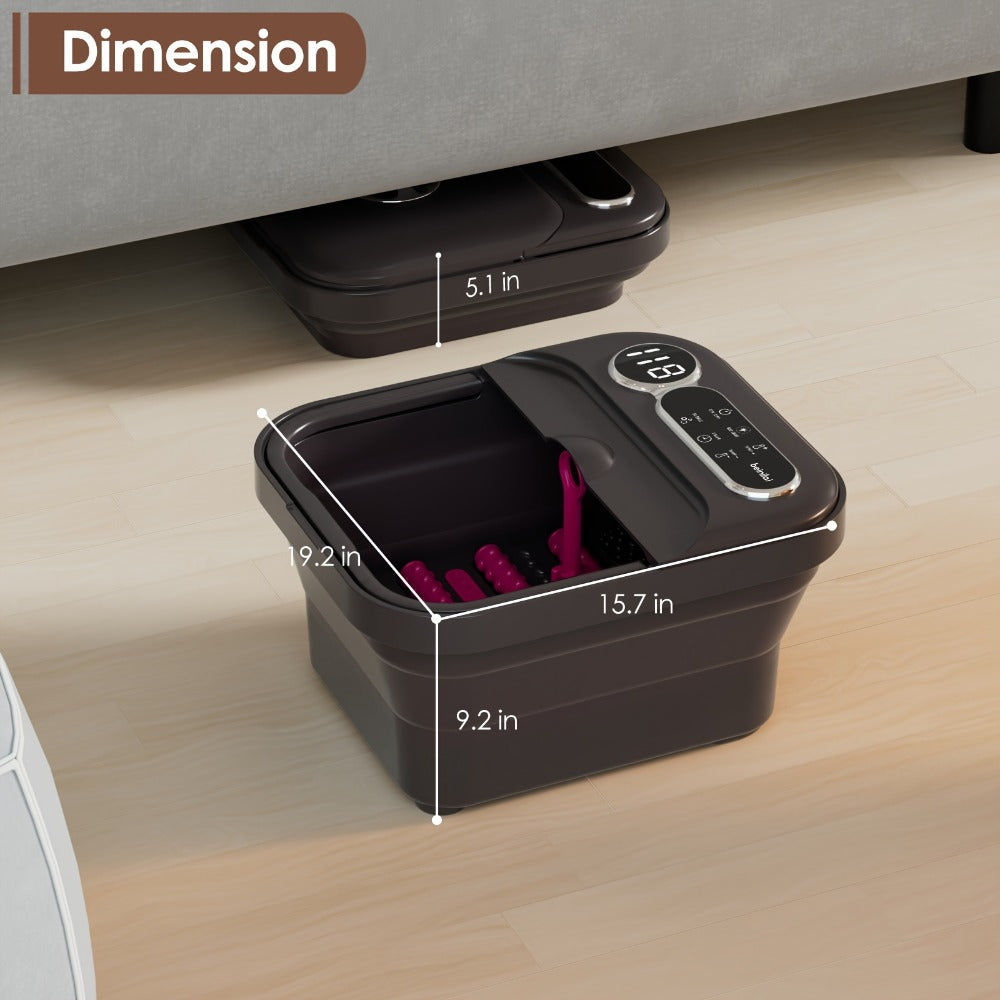 Foldable Foot Spa Bath Massager with Heating, Temperature-Controlled Foot Soak Basin with Massage Rollers