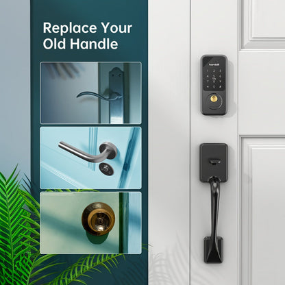 Smart Door Lock Hornbill Keypad Deadbolt and Handle Set with Bluetooth App Keyfob and Alexa Control