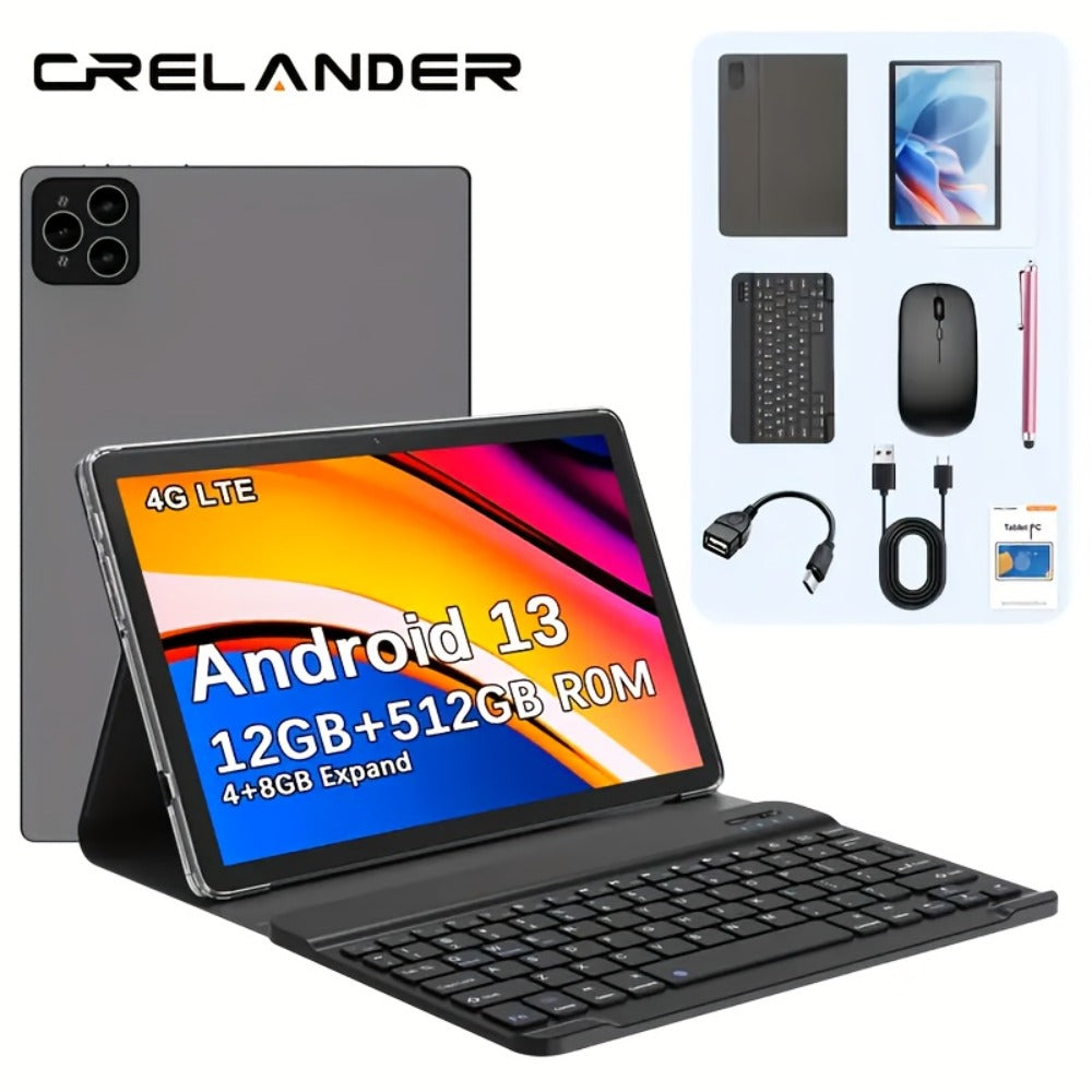 Android Tablet CRELANDER 4G LTE with GPS, 12GB Advertised Memory and 128GB Internal Storage Options
