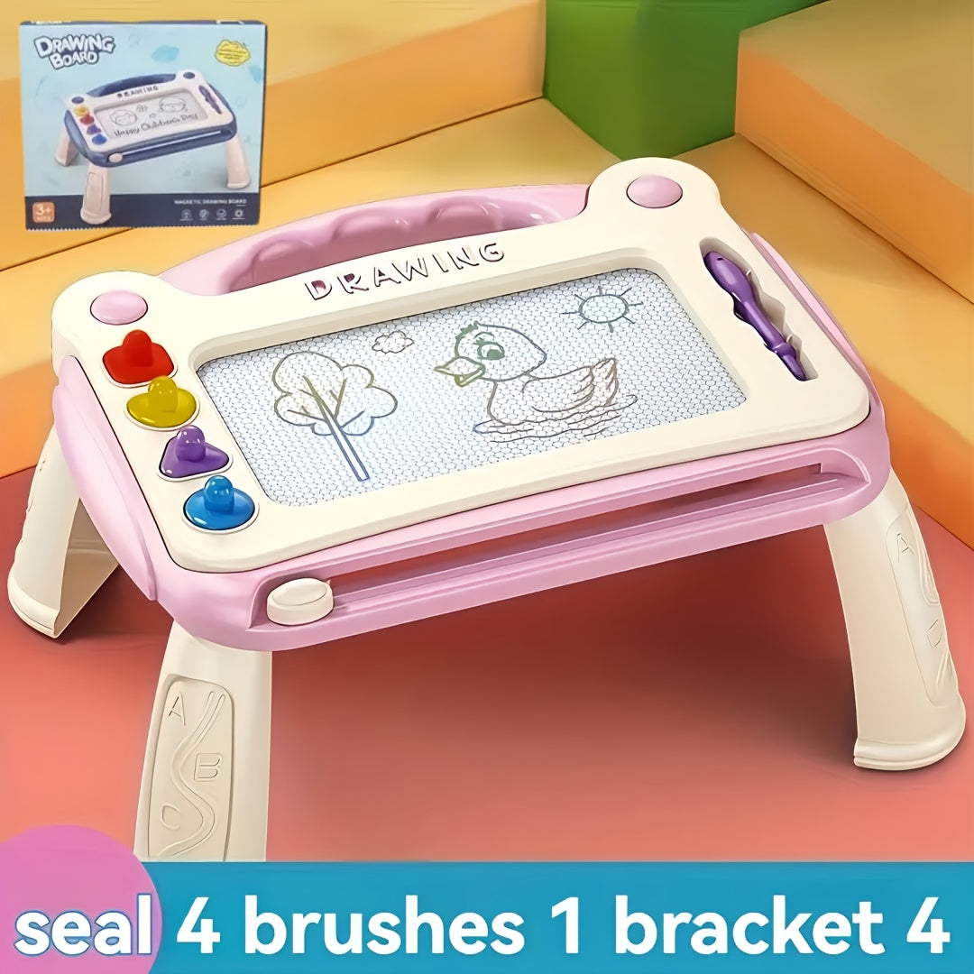 Kids Drawing Board Toy 3-in-1 with Stamps Brush Stand – Magnetic Doodle Art Set for Toddlers Boys Girls Ages 3+ Birthday Easter Christmas