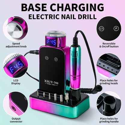 45000RPM Cordless Nail Drill Machine, Rechargeable Professional Electric Efile for Acrylic & Gel Nails