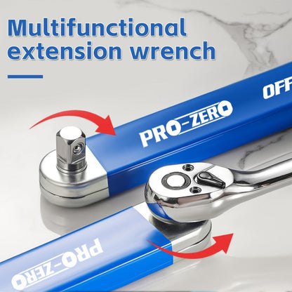 Ratchet Wrench 2-in-1 Offset Extension with 1/4" 3/8" 1/2" Square Head Adapters, 180-Degree Rotation High Torque Non-Slip Handle