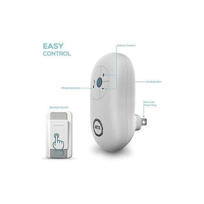Wireless Doorbell Kit 36 Chimes 100M Range, Adjustable Volume 25-110dB, Plug-In Receiver & Push Button Transmitter
