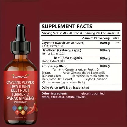 Cayenne Pepper Herbal Liquid Drops in 2-Fl-Oz Bottles with One-, Two- or Three-Bottle Options