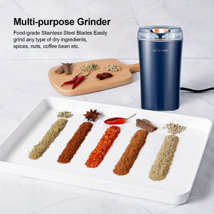 Electric Coffee Grinder 200W | Quiet Spice Grinder | 80g Large Capacity 12 Cups | 304 Stainless Steel Blade | One-Touch Operation | Grinds