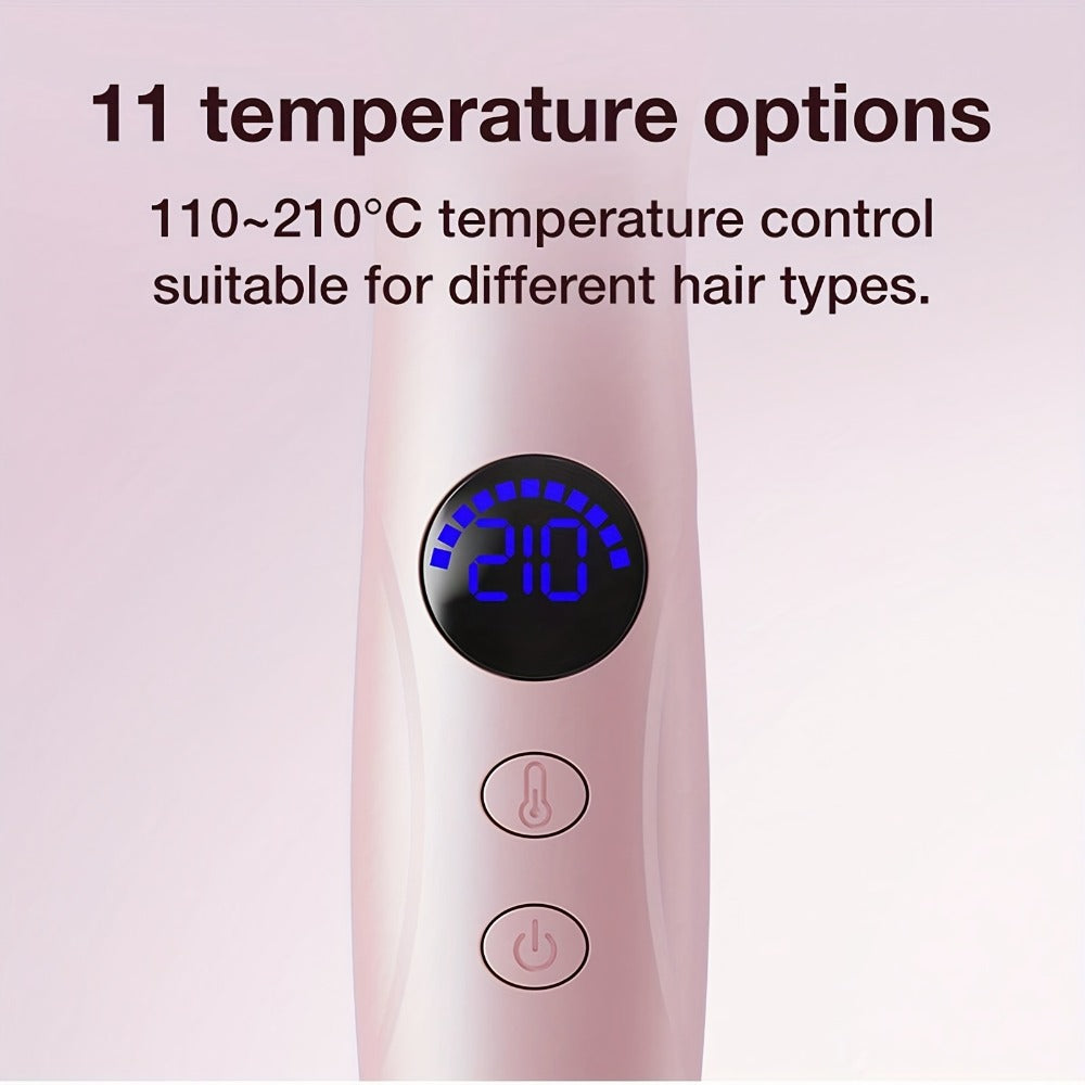 2-in-1 Hot Air Brush Straightener & Curler with Negative Ion Technology, Frizz-Free Blowout Brush with Adjustable Temp Control