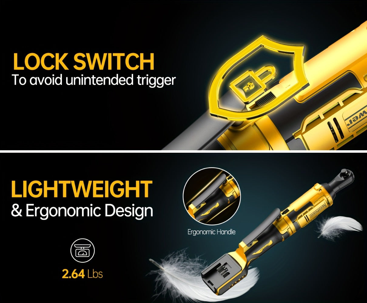 Cordless Electric Ratchet Wrench 3/8'' & 1/2'' Drive, Compatible with Dewalt 20V Max Battery, 88 Ft-lb High Torque
