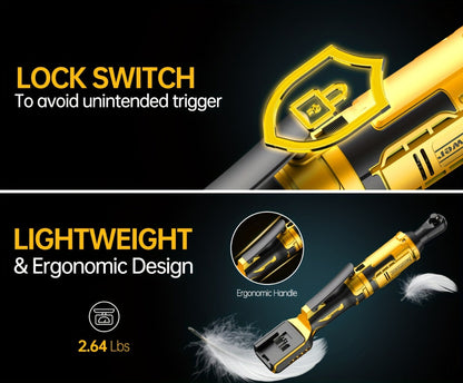 Cordless Electric Ratchet Wrench 3/8'' & 1/2'' Drive, Compatible with Dewalt 20V Max Battery, 88 Ft-lb High Torque