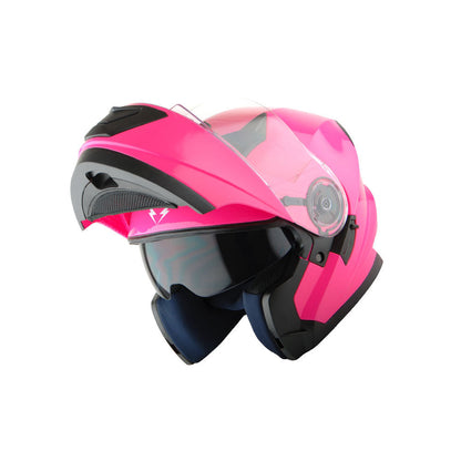 Motorcycle Helmet Modular Flip-Up Design with Dual Visors, Optional Three-Mode LED Tail Light and S-XL Sizes