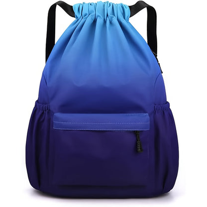 Drawstring Backpack Gym Bag – Large Capacity Nylon Cinch Sack with Strap Pocket, Lightweight Training & Outdoor Travel Bag for Men Women | 4