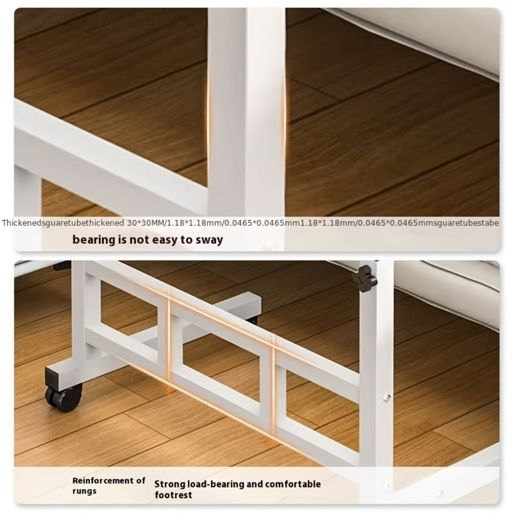 Adjustable Height Rolling Overbed Nursing Table 3-Layer Shelves Bedside Tray for Elderly for Entryways, Bedrooms and Living Spaces