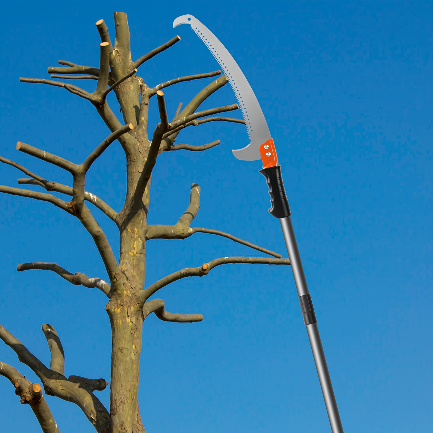 Tree Pruner Pole Saw 10ft, 14ft Extendable, Alloy Steel Blade, Manual High Reach Pruning Saw for Yard