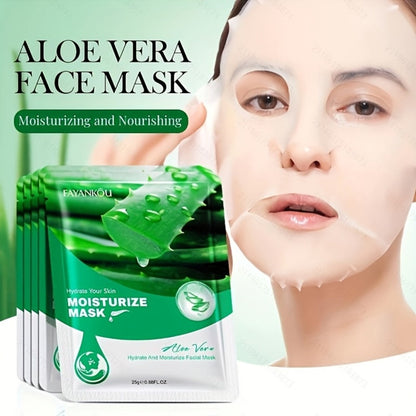 Aloe Vera Sheet Mask 30-Pack with 25g Individual Pouches and Aloe Vera and Glycerin Labels