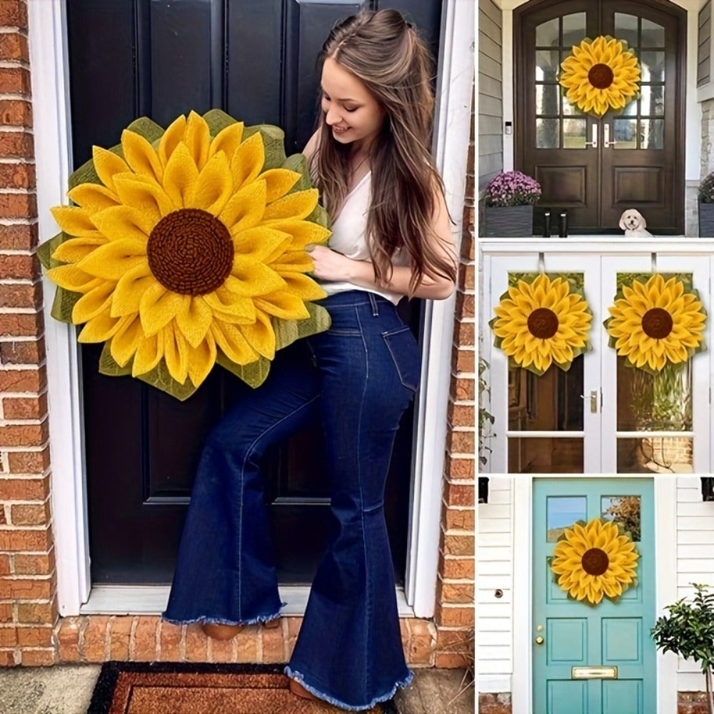 Sunflower Wreath for Front Door – Artificial Floral Wall Hanging Decor for Indoor Outdoor Home Office, Wedding Festival Thanksgiving