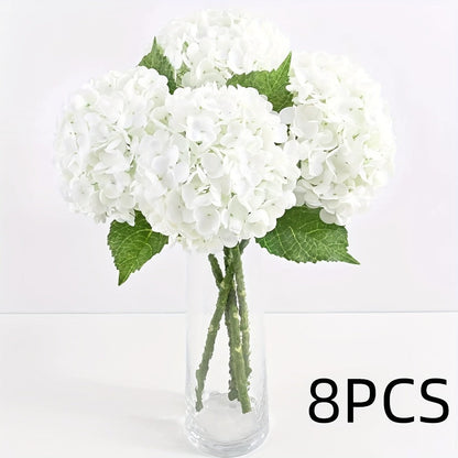Artificial Flowers 21-Inch Full-Latex Hydrangea Stems in 4 or 8-Piece Sets with Flexible Wire