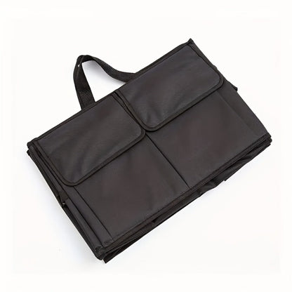 Car Trunk Organizer, Foldable Nylon Cargo Box with Adjustable Securing Straps, Side Pockets and Carry Handles