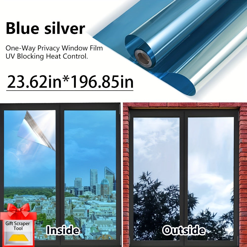 One Way Window Film Static Cling No Glue - Heat Control Anti-Glare Sun Blocking Reflective Mirror Tint for Home Office Hotel