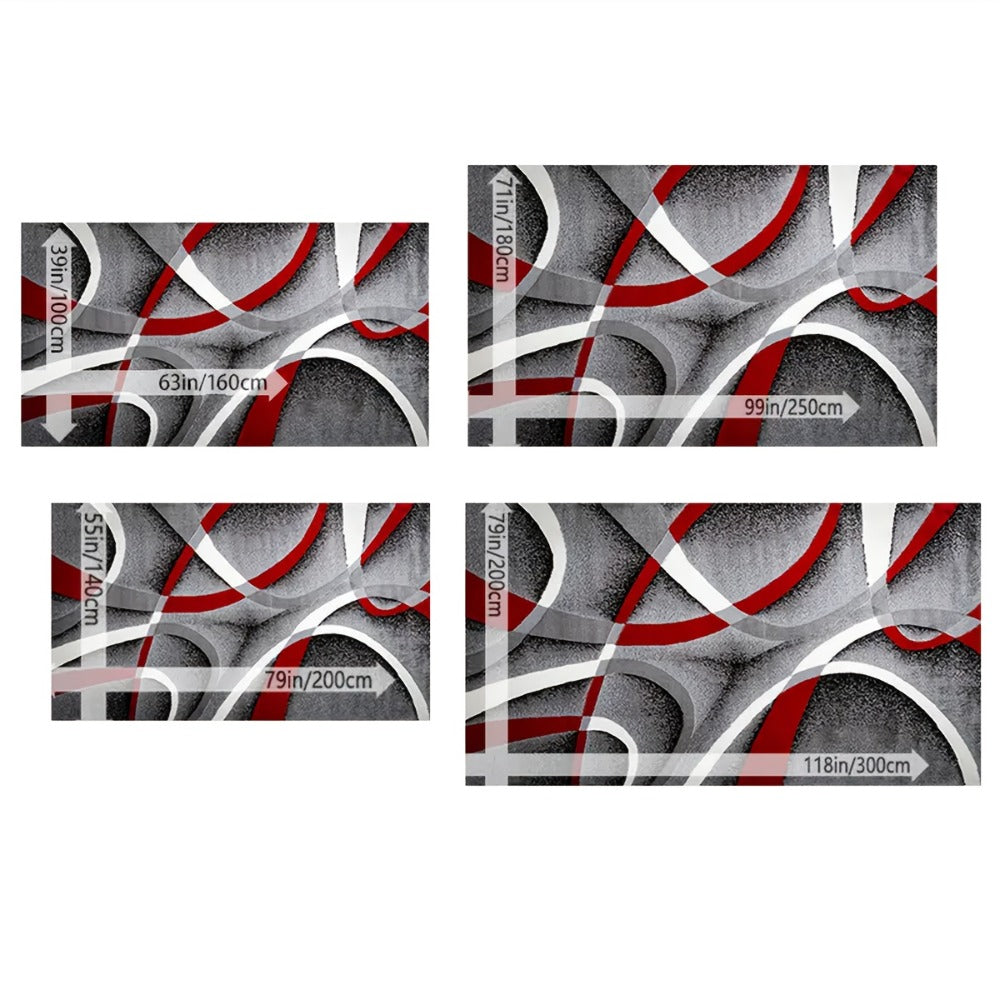 Area Rug Abstract Flag-Inspired Geometric Print in Four Machine-Washable Room Size Options