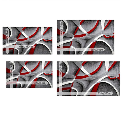 Area Rug Abstract Flag-Inspired Geometric Print in Four Machine-Washable Room Size Options