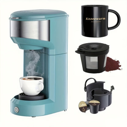 3-in-1 Coffee Machine Single Serve Brewer for K-Cup Pods Ground Coffee and Tea Compact with Reservoir for Kitchen Office Home Dark Blue