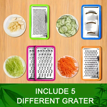 Cutting Board Bamboo Prep Station with Pull-Out Containers, Five Grater Inserts and Juice Channel