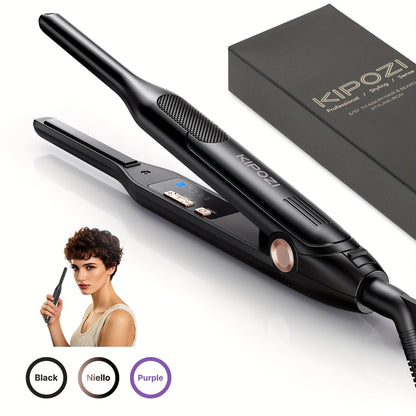 Mini 0.3 Inch Hair Straightener 2-in-1 Curler Titanium Plates 5 Heat Settings 450°F, for Home, Travel and Salon Hair Styling