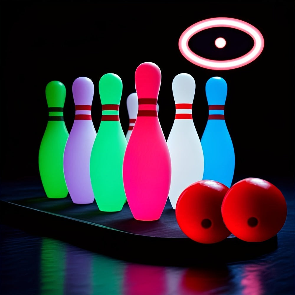 Kids Bowling Set Light Up Glow Pins & Ball, Indoor Outdoor Bowling Toy for Boys & Girls Ages 3+, Family Game Night