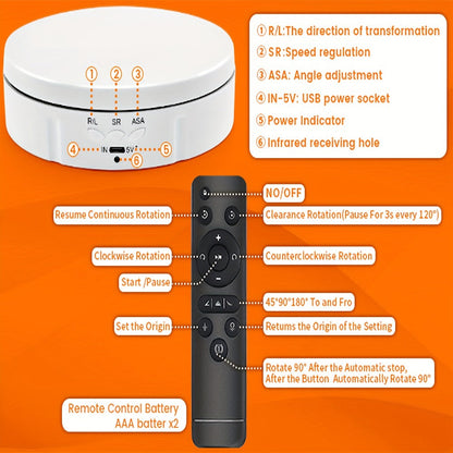 JANCHUN 3-in-1 360° Rotating Display Stand for Epoxy Glitter Tumbler, 5.74"/7.08"/8.06" Sizes, Remote Control